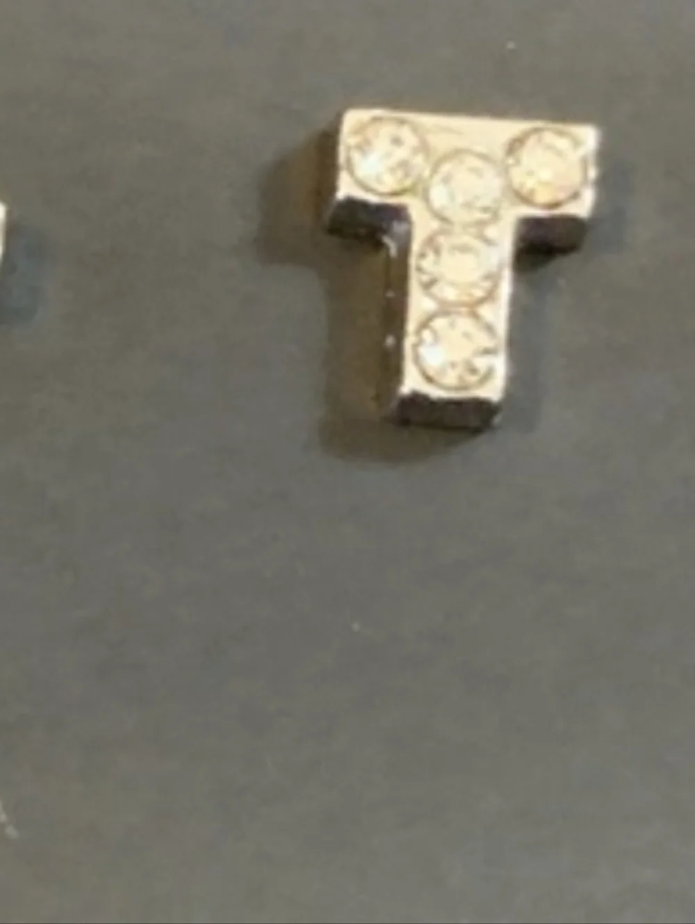 Rhinestone 'T' Floating Locket Charm